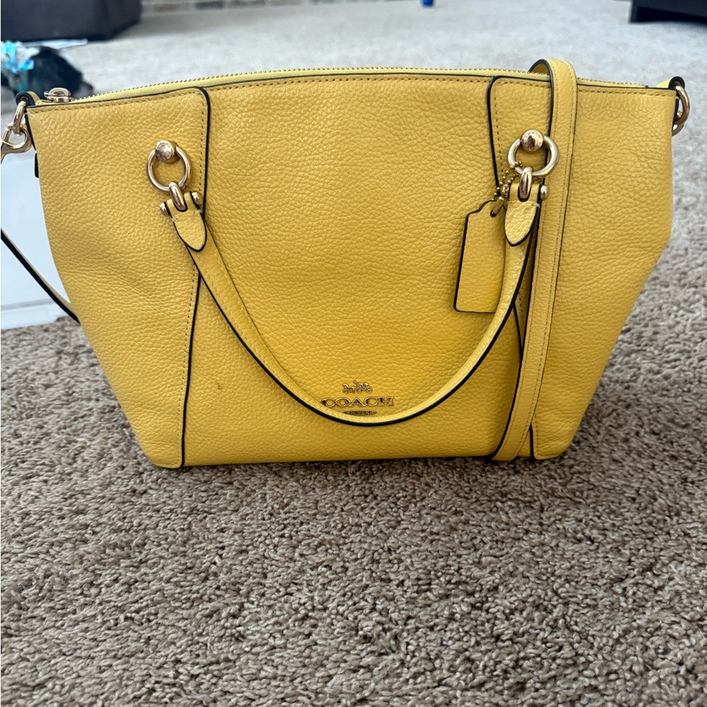 Coach Butter Yellow Kayce Satchel Bag + Coach Double Zip Matching Wallet - Picture 2 of 12